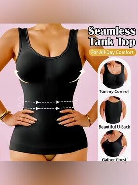 SHAPEWEAR -Seamless Black Compression Tank Top  - Waist Training/Smooth/Lift XL